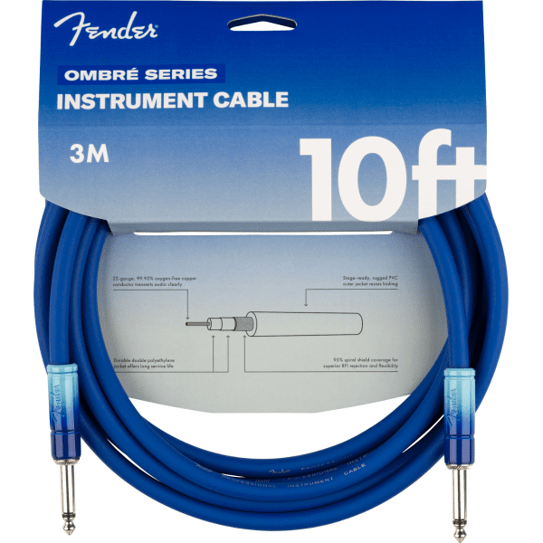 Fender 10' Ombré Instrument Cable - Belair Blue