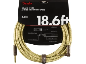 Fender Deluxe Series 18.6ft Straight/Angle Jack Instrument Cable - Tweed