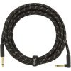 Fender Deluxe Series 15ft Straight/Angle Jack Instrument Cable - Black Tweed - Image 2