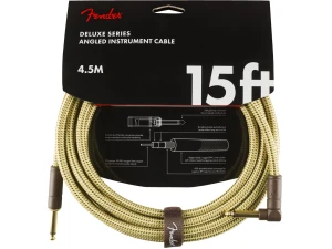 Fender Deluxe Series 15ft Straight/Angle Jack Instrument Cable - Tweed
