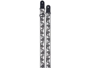 Stagg Woven Nylon Guitar Strap White - Beast Skull