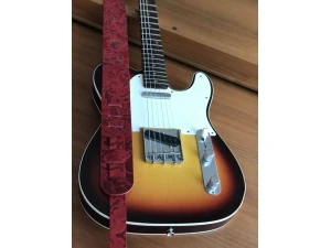 Liam's Adjustable Leather Guitar Strap - Red Flower Print