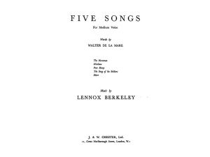 Lennox Berkeley: Five Songs - Medium Voice & Piano