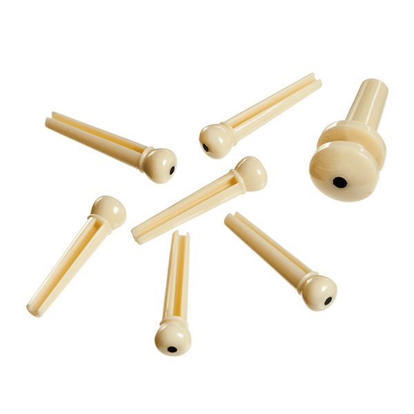 D'Addario Injected Molded Bridge and End Pin Set - Ivory w/Black Dot - Image 2