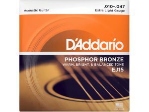 D'addario EJ15 Phosphor Bronze (.10-.47) Acoustic Extra Light