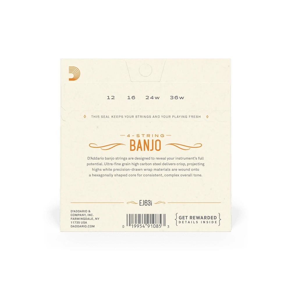 D'addario EJ63I Irish Tenor (.12-.36) 4-String Banjo - Image 2