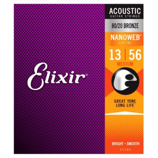 Elixir Medium (.13-.56) 80/20 Bronze w/NANOWEB Coating