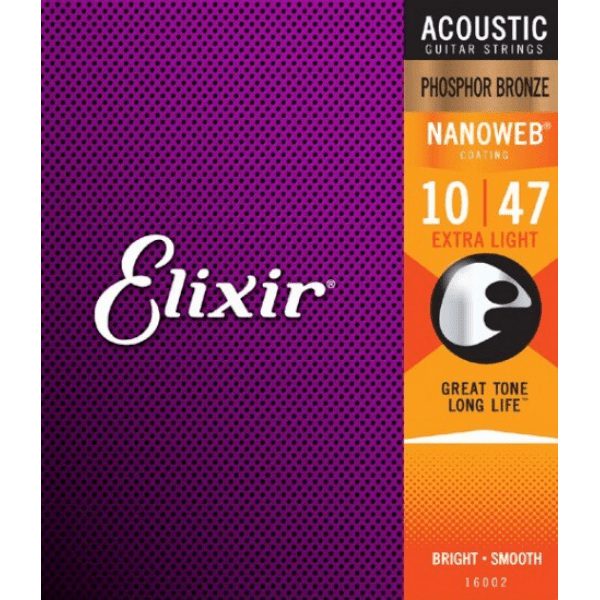 Elixir Extra Light (.10-.47) Acoustic Phosphor Bronze w/NANOWEB Coating
