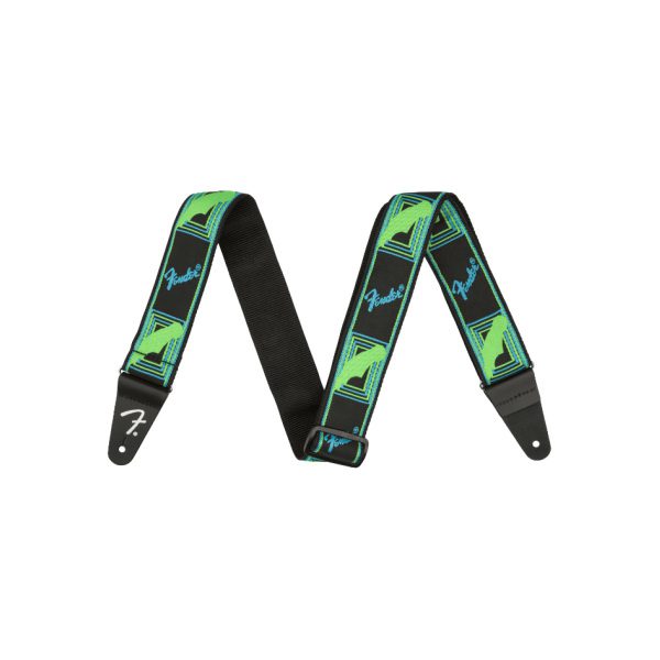 Fender Neon Monogrammed Guitar Strap - Green/Blue