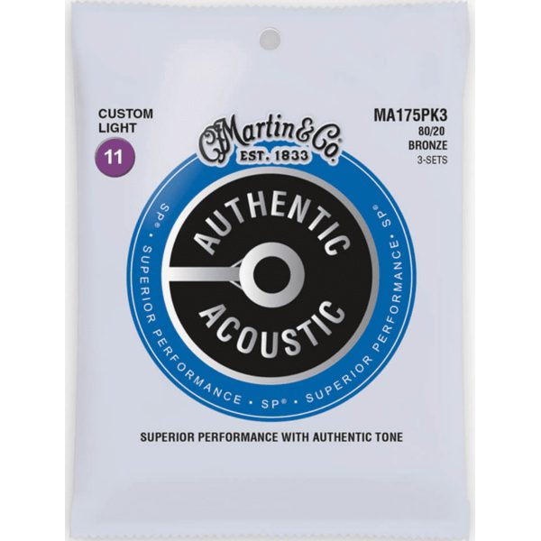 Martin 3-Pack Authentic Acoustic SP Custom Light  .11-.52 - 80/20 Bronze