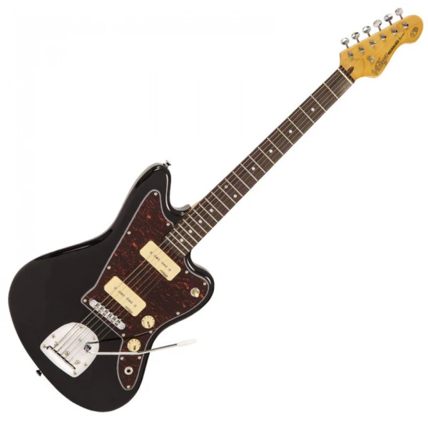 Vintage V65 ReIssued Vibrato Electric Guitar - Gloss Black - Image 3