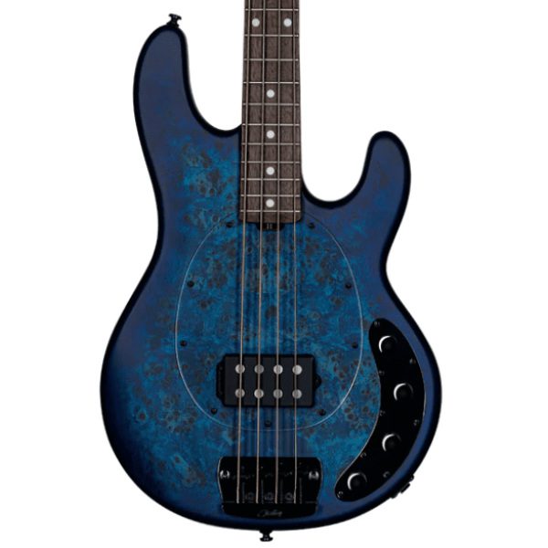 Sterling by Music Man Stingray Ray34PB - Poplar Burl - RW - Neptune Blue Satin - Image 3