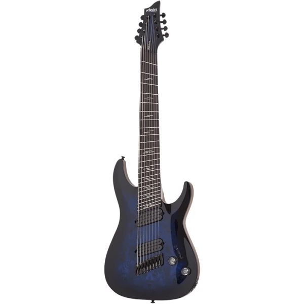 Schecter Omen Elite 8 Multiscale - See-Thru Blue Burst