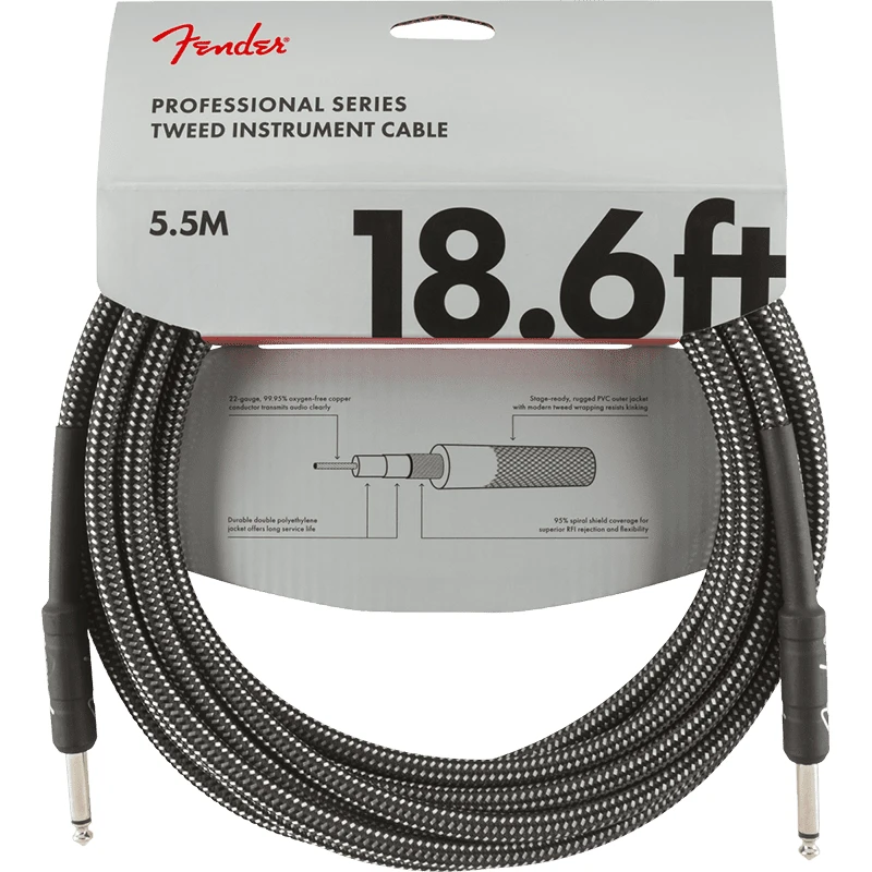 Fender Professional 18,6ft Instrument Cable - Gray Tweed