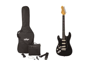Vintage V60 Coaster Left-Handed Electric Guitar Pack - Boulevard Black