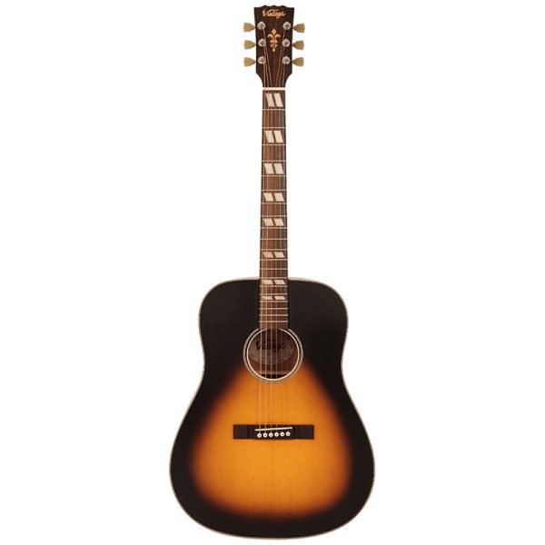 Vintage V140 Historic Series Dreadnought Acoustic Guitar - Vintage Sunburst