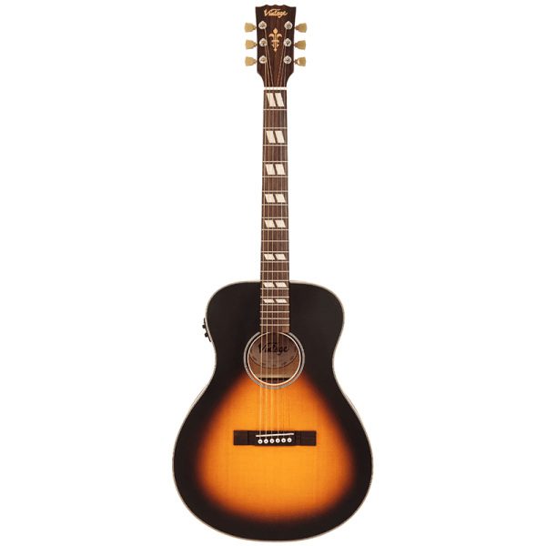 Vintage VE130 VSB Historic Series Folk Electro-Acoustic Guitar - Vintage Sunburst