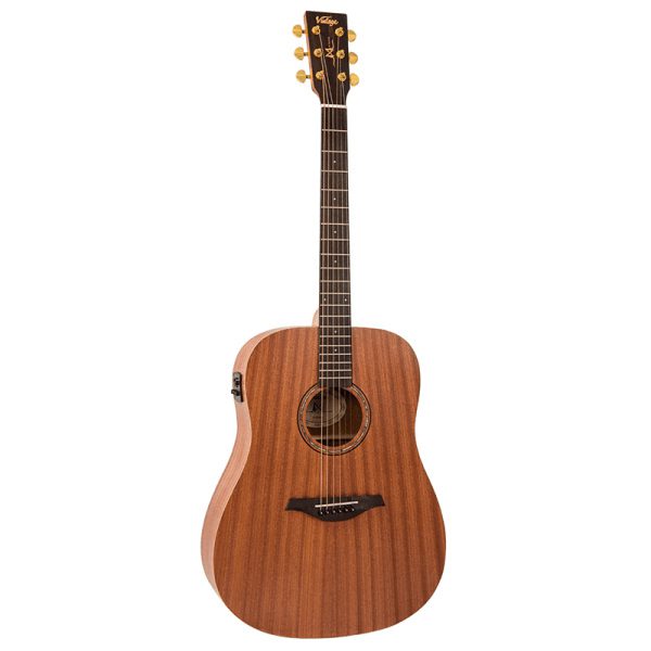 Vintage VE400MH Mahogany Series Dreadnought Electro-Acoustic Guitar - Satin Mahogany
