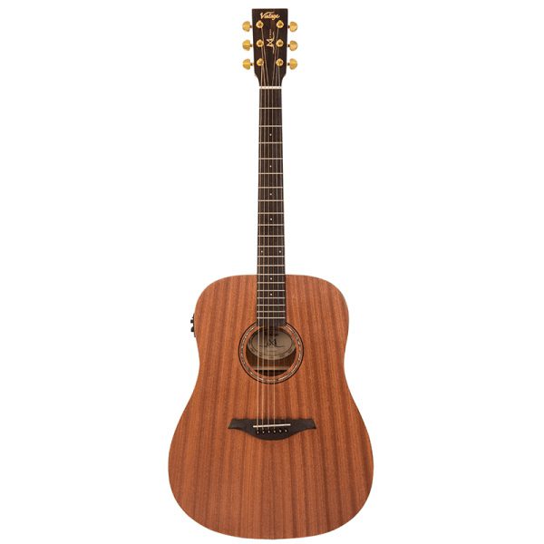 Vintage VE400MH Mahogany Series Dreadnought Electro-Acoustic Guitar - Satin Mahogany - Image 7