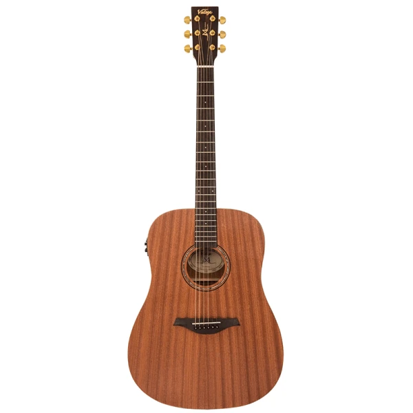 Vintage VE400MH Mahogany Series Dreadnought Electro-Acoustic Guitar - Satin Mahogany - Image 7