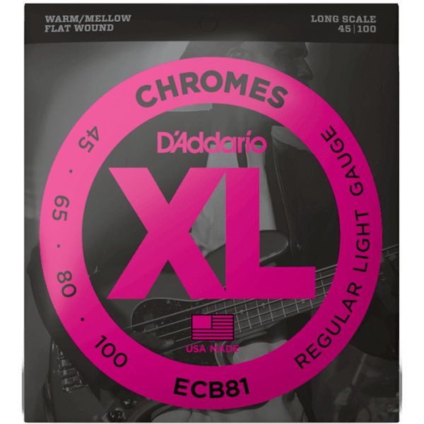D'addario Chromes ECB81 45-100 Regular Light Flat Wound Bass Guitar Strings