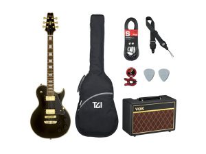 Aria PE350/Vox Pathfinder Guitar Pack - Aged Black