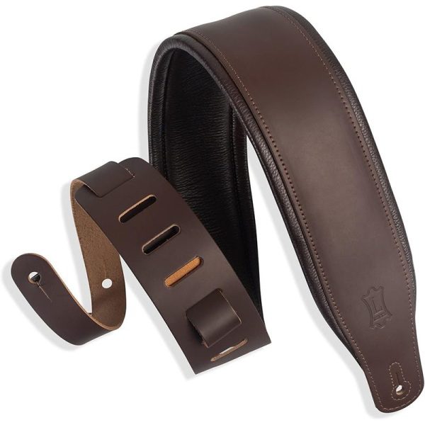 Levy's M26PD Top Grain 3-Inch Leather Guitar Strap - Brown