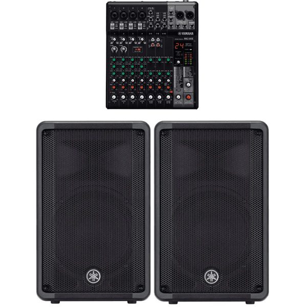 Yamaha DBR10 700w Powered Loudspeaker Pair + MG10X Mixing Console