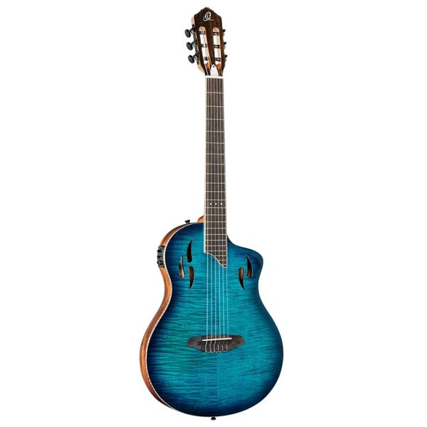 Ortega RTPDLX-FMA Tourplayer Thin Body Guitar - Flame Maple - Blue
