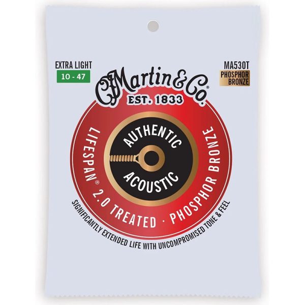 Martin Authentic Acoustic Lifespan 2.0 Phosphor Bronze Guitar Strings - Extra Light - 10-47