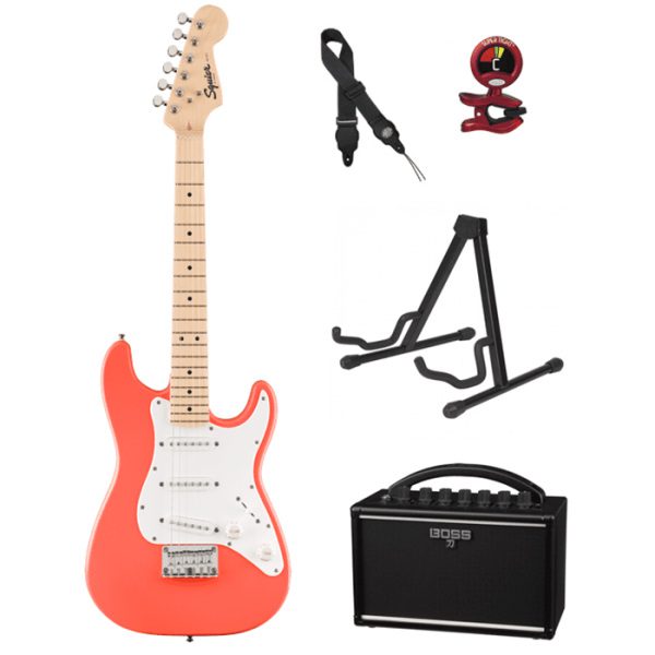 Fender Squier FSR Mini Stratocaster/ BOSS KATANA Pack - Tahitian Coral