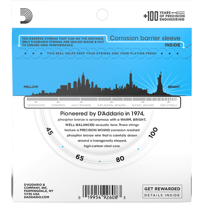 D'addario EPBB170 45-100 Regular Light Long Scale Acoustic Bass Strings - Image 2