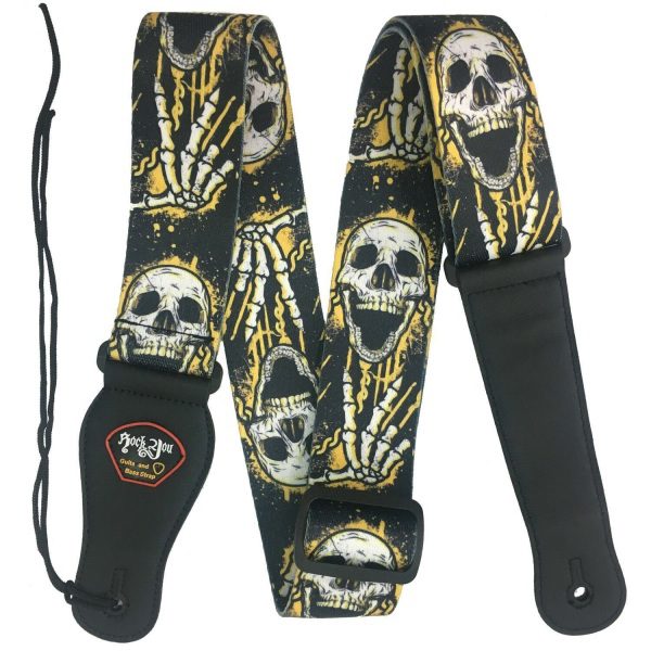 Rock You 2" Guitar Strap - Leatherette Ends - Skull