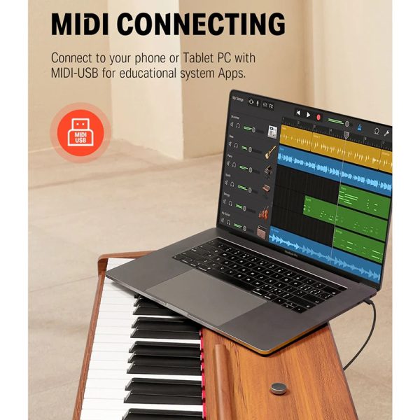 Donner DDP80 - Upright Digital Piano Home Set - Walnut - Image 4