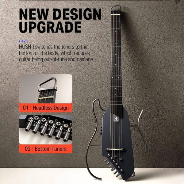 Donner HUSH-1 Practice/Silent Headless Guitar - Black - Image 2
