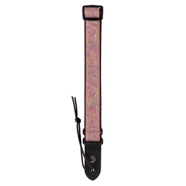 D'addario Jacquard Ukulele Starp - Paisley Pink/Green - Image 4