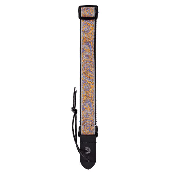 D'addario Jacquard Ukulele Starp - Paisley Gray/Orange - Image 4