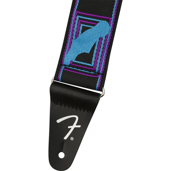Fender Neon Monogrammed Guitar Strap - Blue/Purple - Image 3