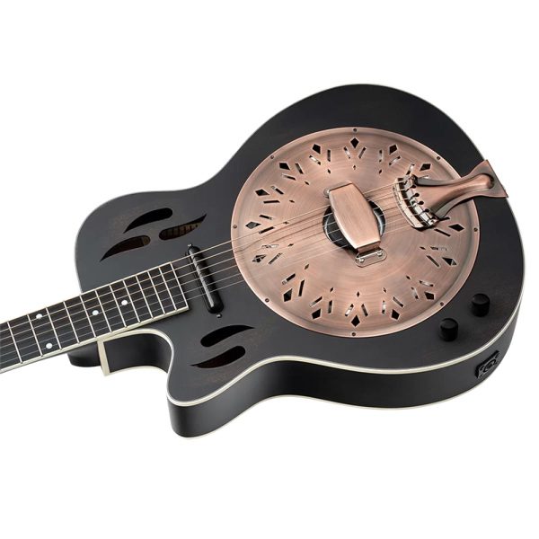 Ortega RRG40CE-LH Left Handed Resonator Guitar w/Pickup - Distressed Satin Black - Image 4