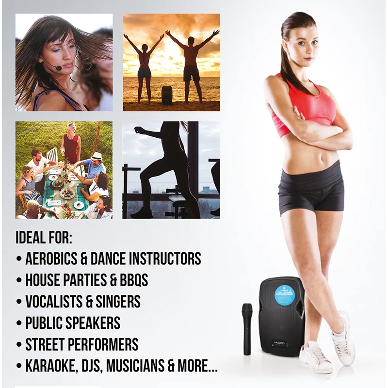 KAM RZ8AP - 8" 450w Portable Speaker w/Bluetooth + Microphone - Image 6