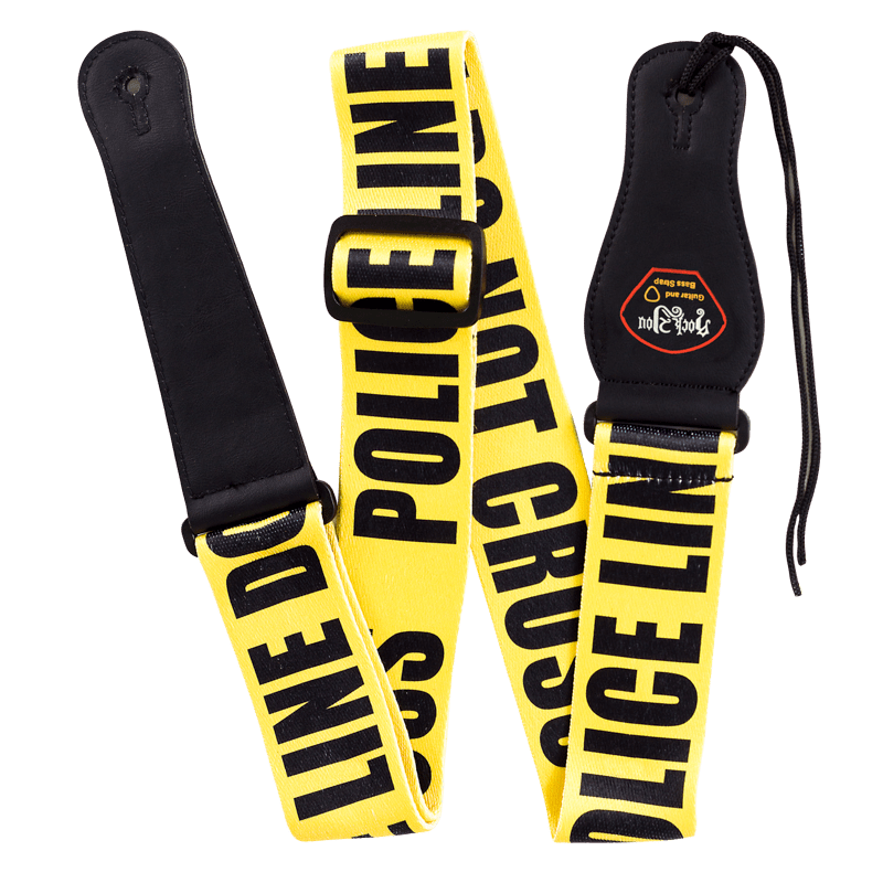 Rock You 2" Guitar Strap - Leatherette Ends - Police Tape - Image 2