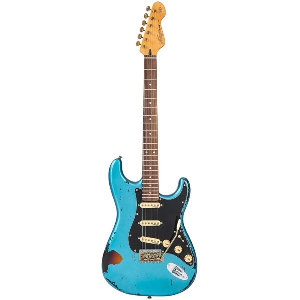 Vintage V6 Icon - Distressed Gun Hill Blue Over Sunburst - Image 7