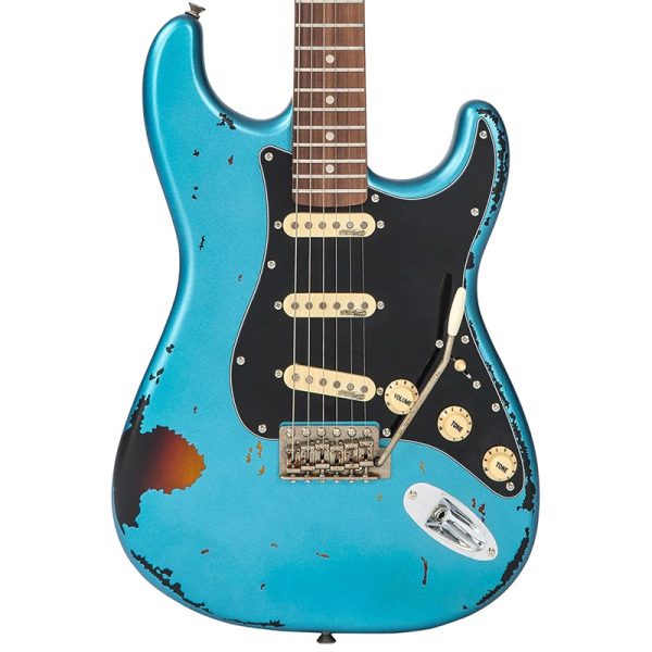 Vintage V6 Icon - Distressed Gun Hill Blue Over Sunburst - Image 6