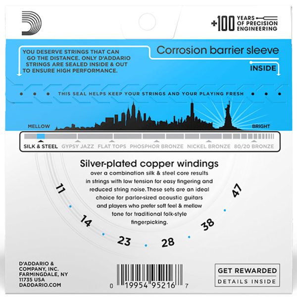 D'addario EJ40 Silk And Steel - .11-.47 - Light Acoustic Guitar Strings - Image 4