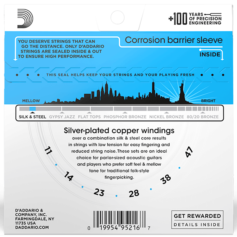 D'addario EJ40 Silk And Steel - .11-.47 - Light Acoustic Guitar Strings - Image 4