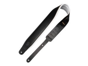 Levy's M26PD Top Grain 3-Inch Leather Guitar Strap - Black On White