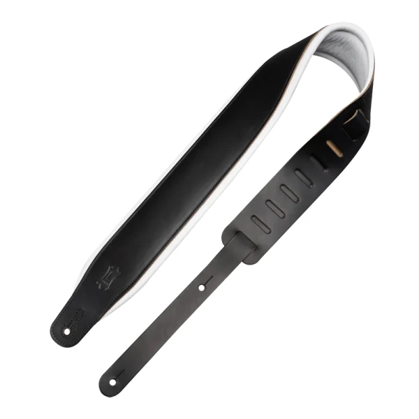 Levy's M26PD Top Grain 3-Inch Leather Guitar Strap - Black On White