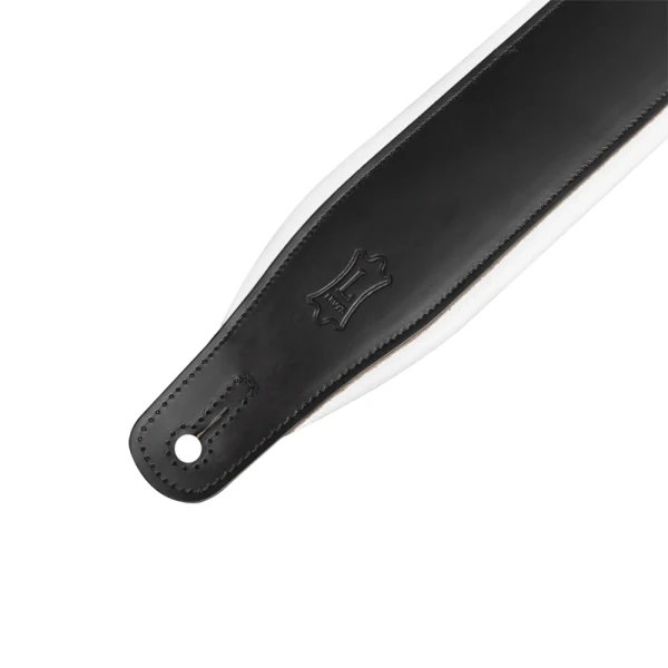 Levy's M26PD Top Grain 3-Inch Leather Guitar Strap - Black On White - Image 2
