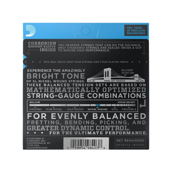 D'addario EXL115BT Nickel (.11-.50) Medium - Balanced Tension - Image 4