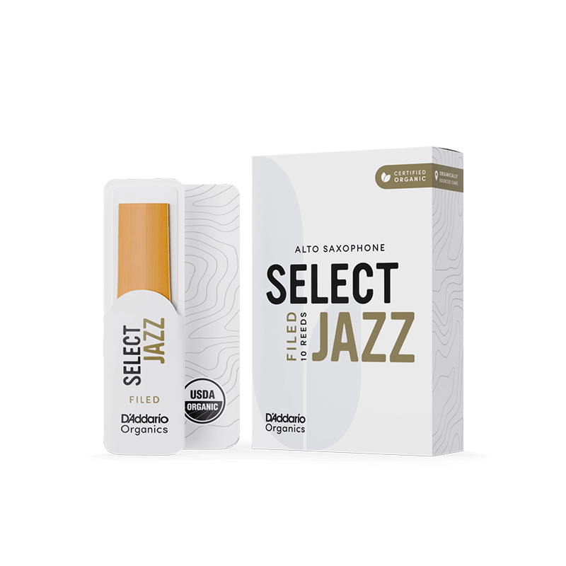 D'addario Organic Select Jazz Filed Alto Saxophone Reeds - 3 Medium - 10 Pack